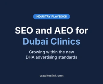 SEO and AEO for Dubai clinics under DHA advertising standards guide cover