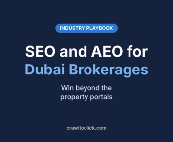 SEO and AEO for real estate brokerages in Dubai guide cover